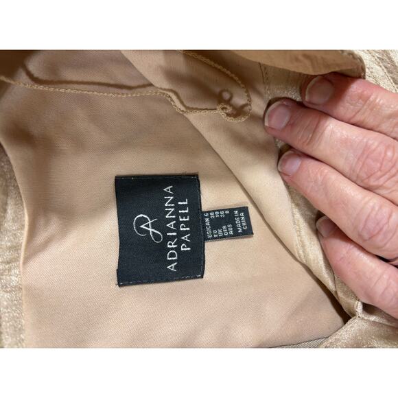 Adrianna Papell Metallic Shutter-Pleat Sheath Dress Size 6 wedding MOB Cocktail - Picture 3 of 6